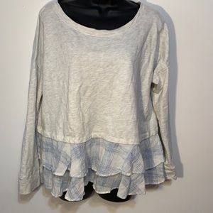 Altar’d State Gray Boho Ruffled bottom top
